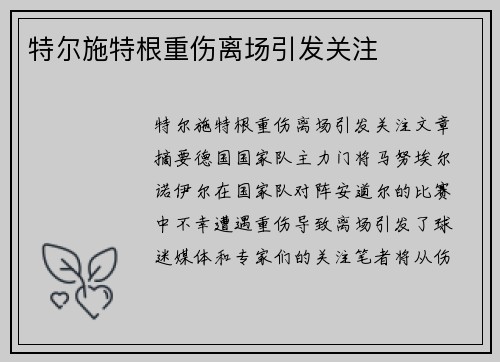 特尔施特根重伤离场引发关注